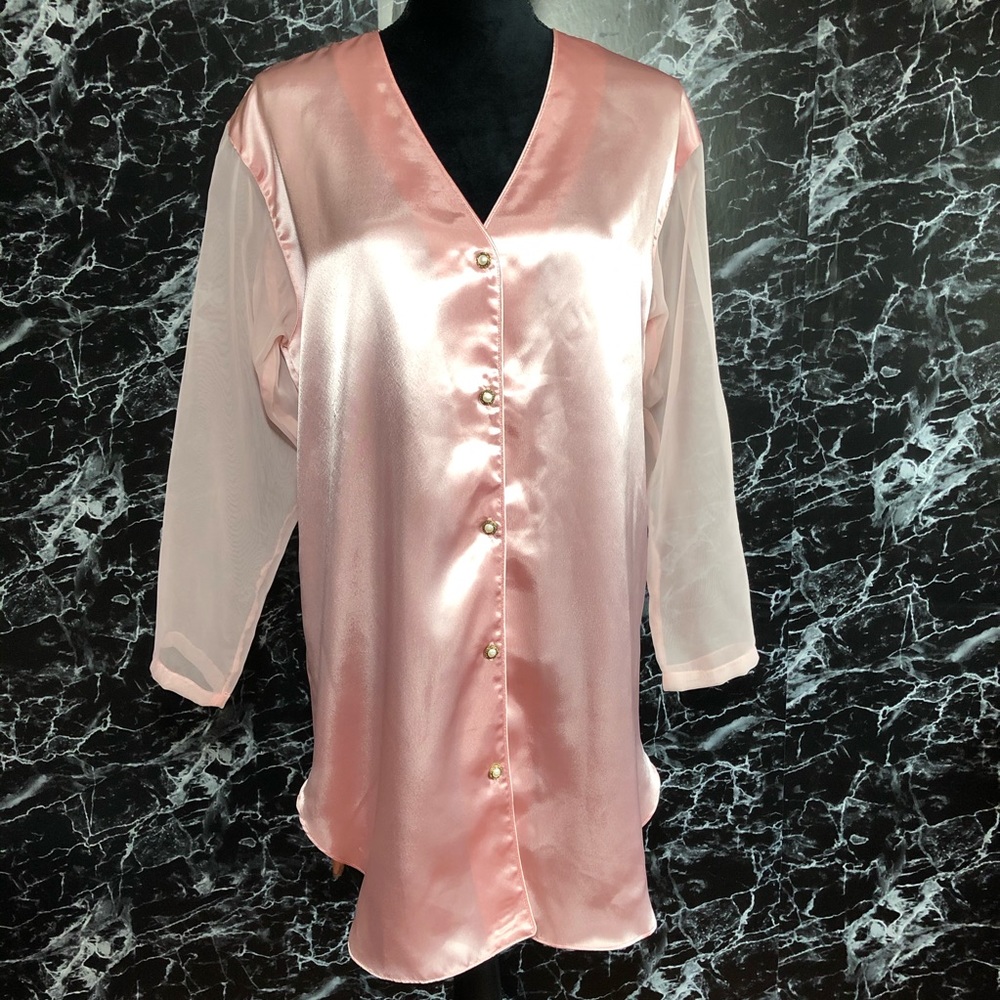 Vintage gold label Victoria's Secret Nightdress gown long sleeve Summer Pink